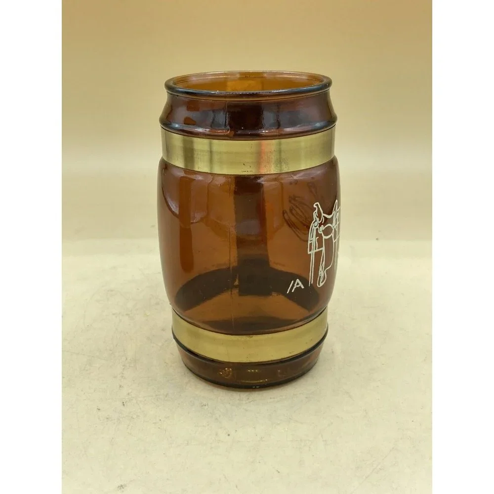 Siesta Ware Vintage MCM Western Tiki Barware Walnut Sleeve Beer Glass & Mug